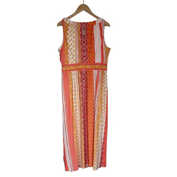 Size 1X 16 NEW‎ MIXED PRINT KEYHOLE HALTER MAXI DRESS Summer Vacation PLUS SIZE - Picture 3 of 4